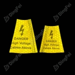 Traffic Cone Collars - Danger High Voltage Cables Above PVC Reflective Cone Sleeves Collars